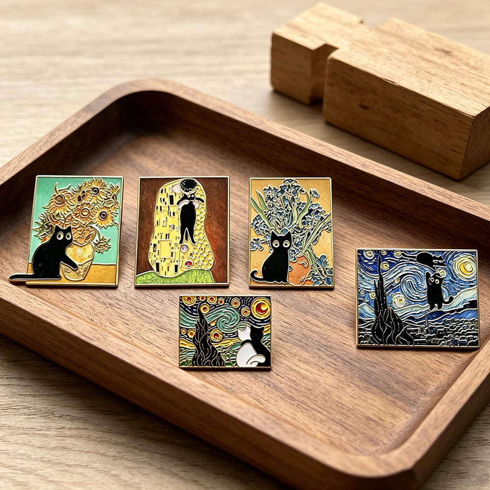 5pcs Famous Painting Black Cat - Collectible Vintage Brooches recensie en prijs