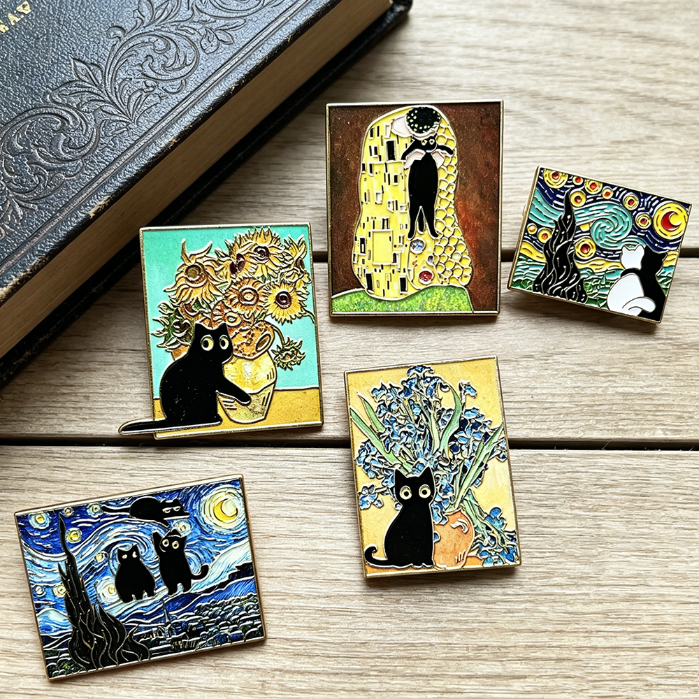 5pcs Famous Painting Black Cat - Collectible Vintage Brooches recensie en prijs