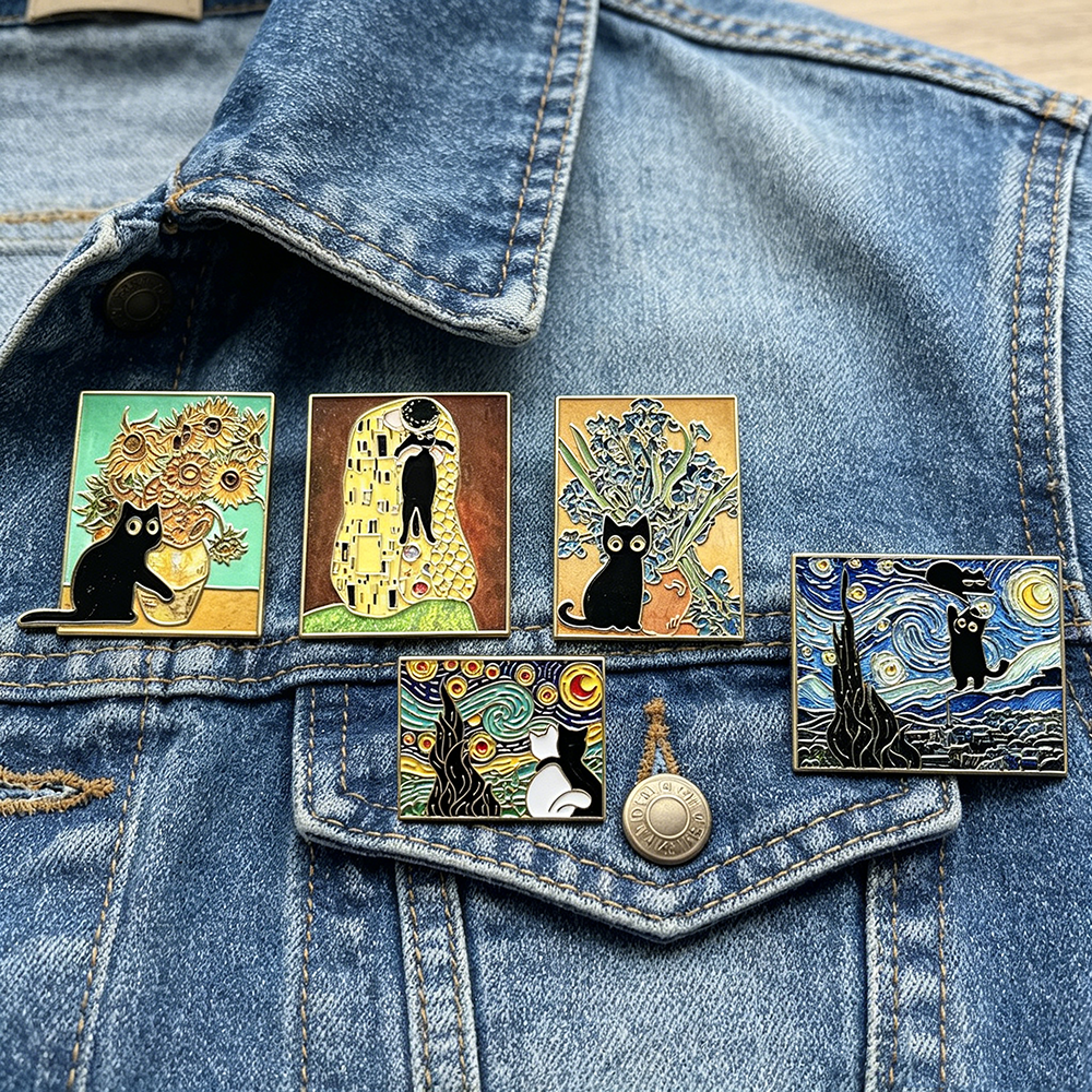 5pcs Famous Painting Black Cat - Collectible Vintage Brooches recensie en prijs