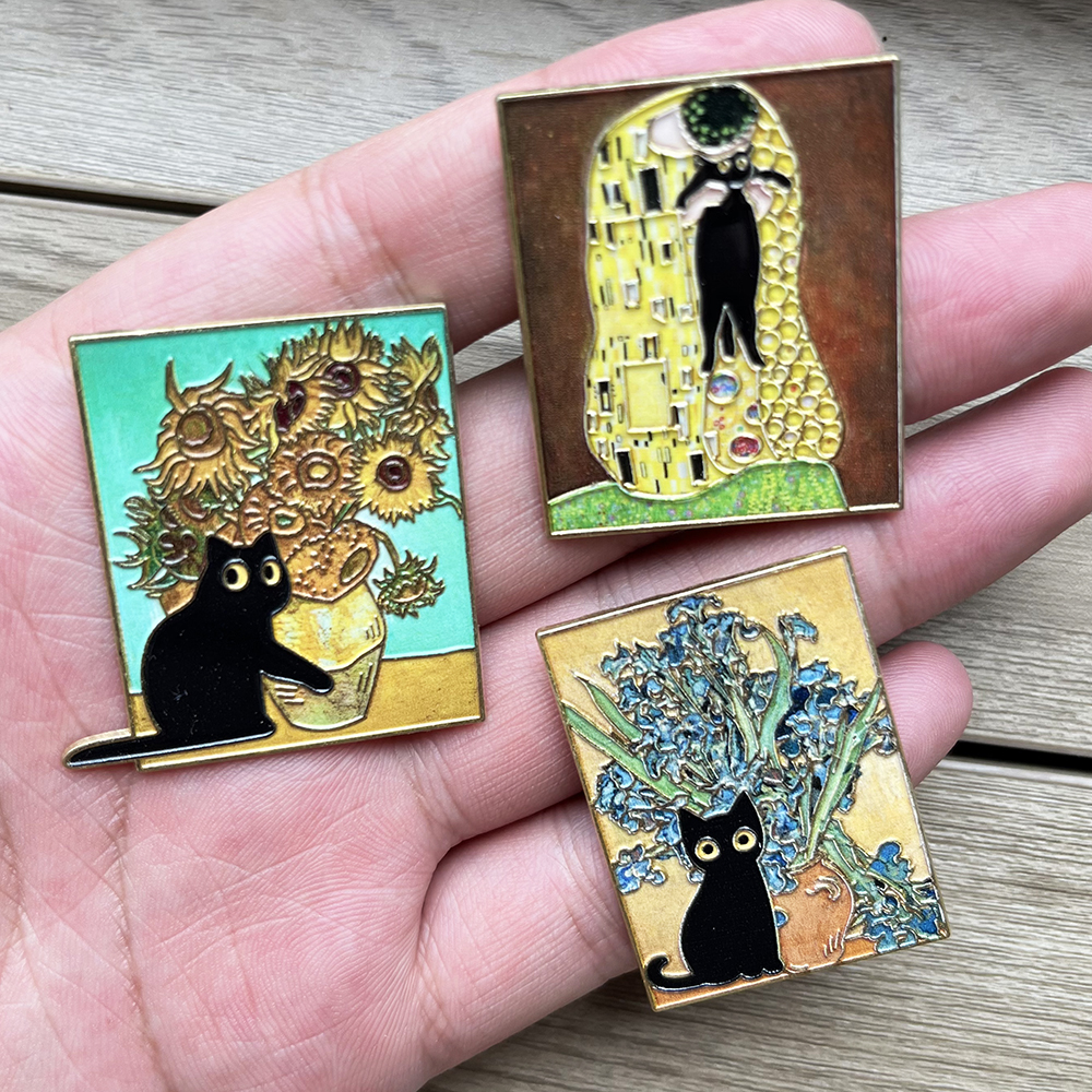 5pcs Famous Painting Black Cat - Collectible Vintage Brooches recensie en prijs